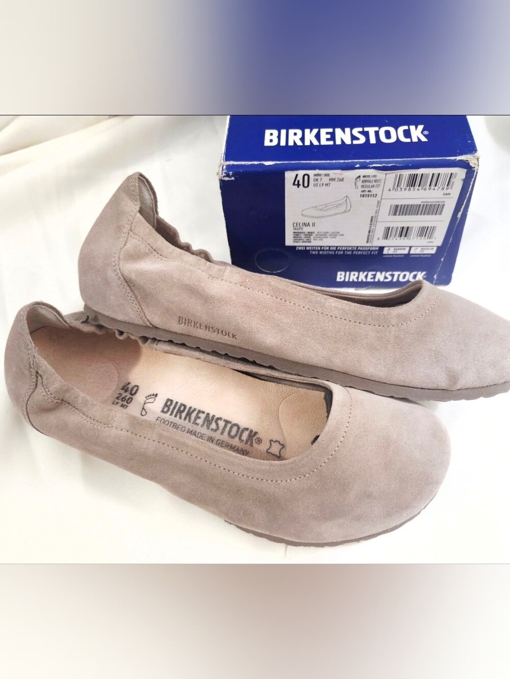 DISCONTINUED Birkenstock Celina II Suede Flats Taupe 40 / US 9 Regular